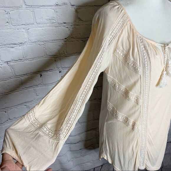 Lucky Brand Peach lace peasant top - Picture 3 of 11